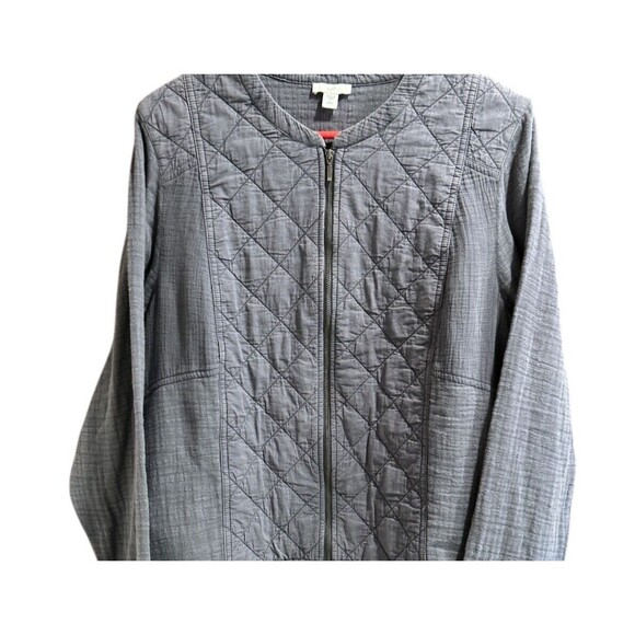 J.Jill  ~Lightweight Mixed-Media Quilted Jacket ~Size L Petite - Picture 2 of 6